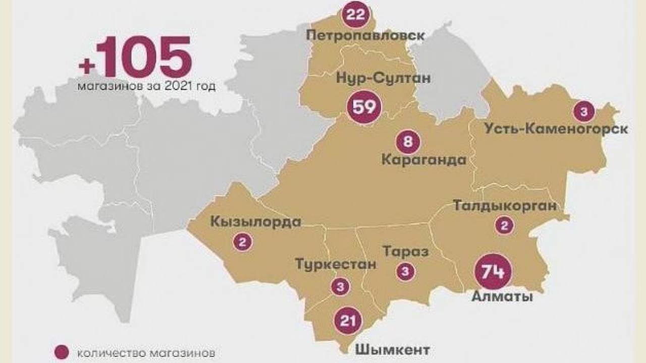 Тараз на карте. Крупнейшие торговые сети Казахстана.
