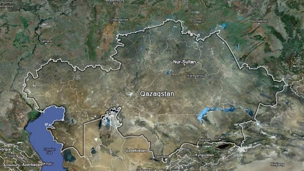 Карта Казахстана с городами со спутника