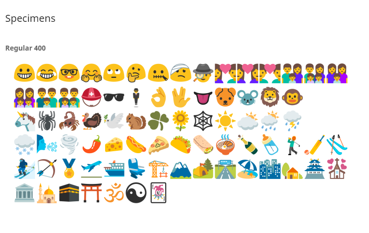 Шрифт эмодзи. Небуквенные символы. Небуквенные виды шрифтов эмодзи. Font Noto Emoji.